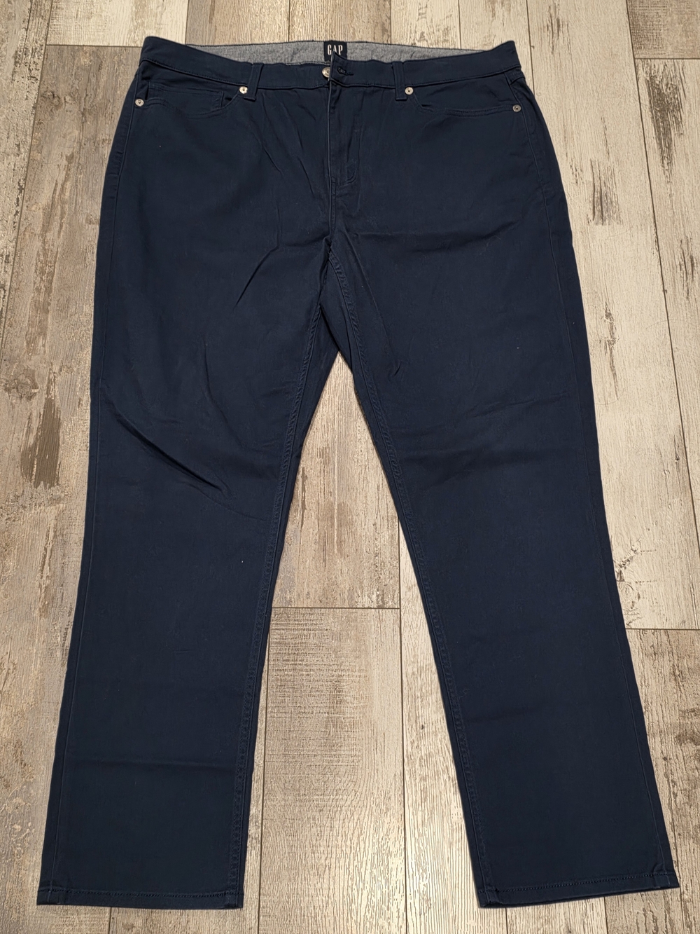 40x32 Men's GAP Casual Flat Front Pants Khaki Chino Pure Blue Cotton Flex Fit